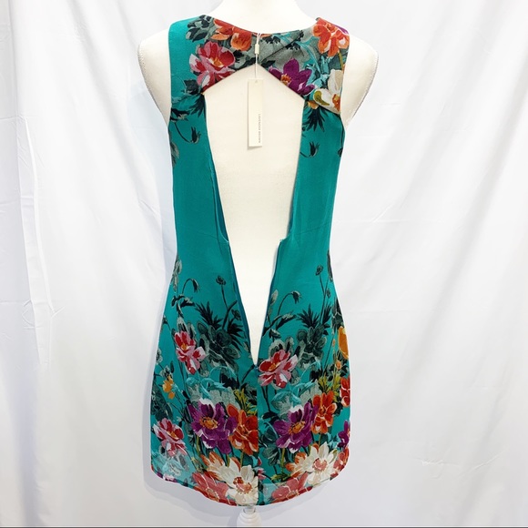 NWT Lavender Brown Floral Cut Out Back Dress - Picture 3 of 4